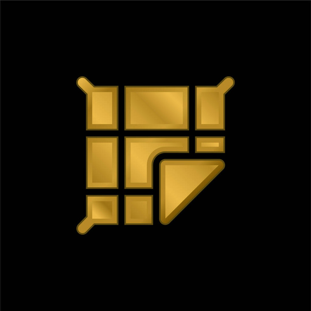 Pokryty złotem metaliczny wektor ikony lub logo - Wektor, obraz