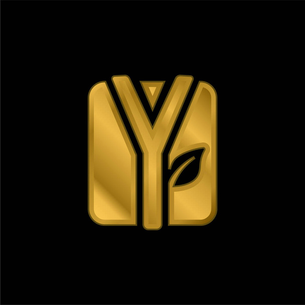 Albornoz chapado en oro icono metálico o logotipo vector - Vector, imagen