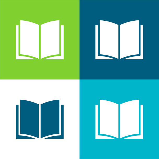 Livro Plano quatro cores conjunto de ícones mínimos - Vetor, Imagem