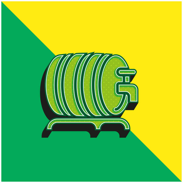 Birra Keg Verde e giallo moderno logo icona vettoriale 3d - Vettoriali, immagini