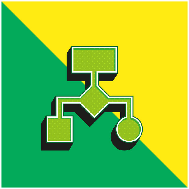 Algorithmus Grünes und gelbes modernes 3D-Vektorsymbol-Logo - Vektor, Bild