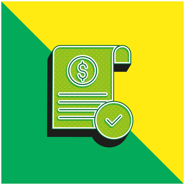 Hyväksy Vihreä ja keltainen moderni 3d vektori kuvake logo - Vektori, kuva