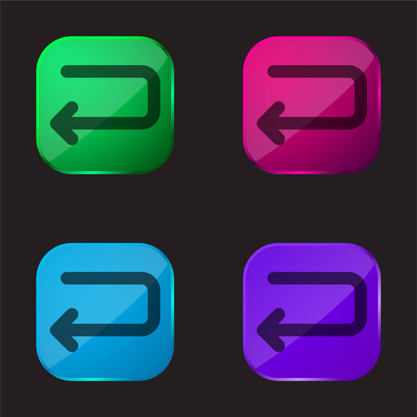 Back Left Arrow Of Returning Angle four color glass button icon - Vector, Image