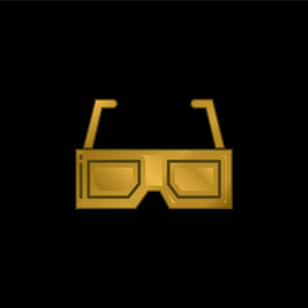 3D szemüveg aranyozott fém ikon vagy logó vektor - Vektor, kép