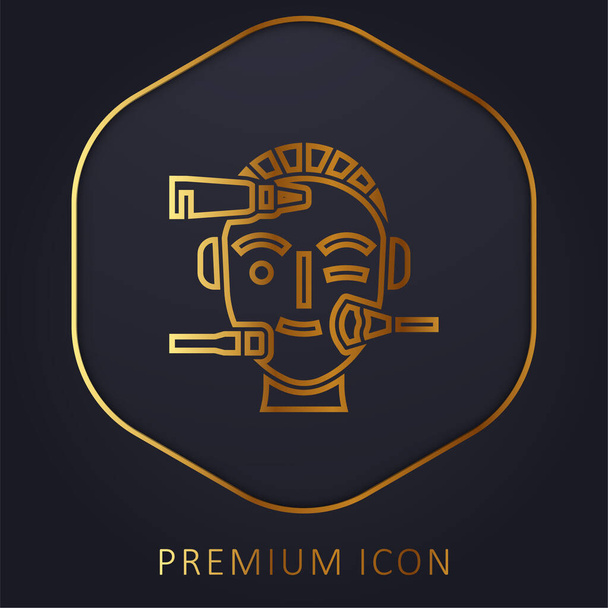 Beauty Treatment golden line premium logo or icon - Vector, Image