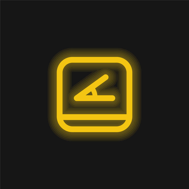 Hoek Knop geel gloeiende neon pictogram - Vector, afbeelding
