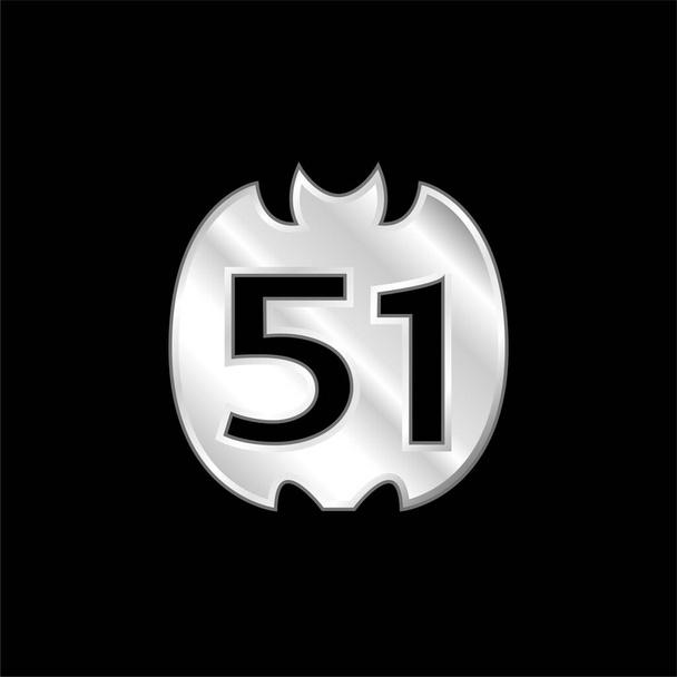 51 No logotipo social banhado a prata ícone metálico - Vetor, Imagem