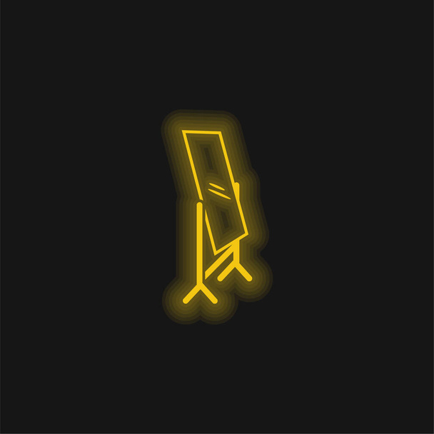 Chambre à coucher Miroir jaune brillant icône néon - Vecteur, image
