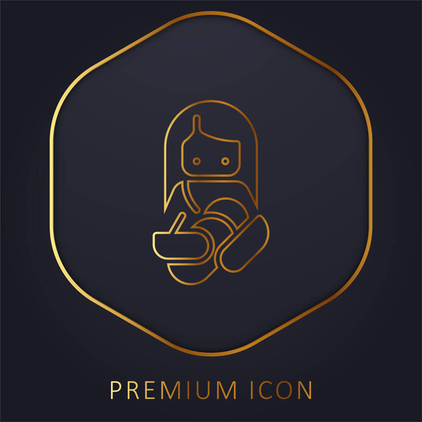 Breastfeeding golden line premium logo or icon - Vector, Image