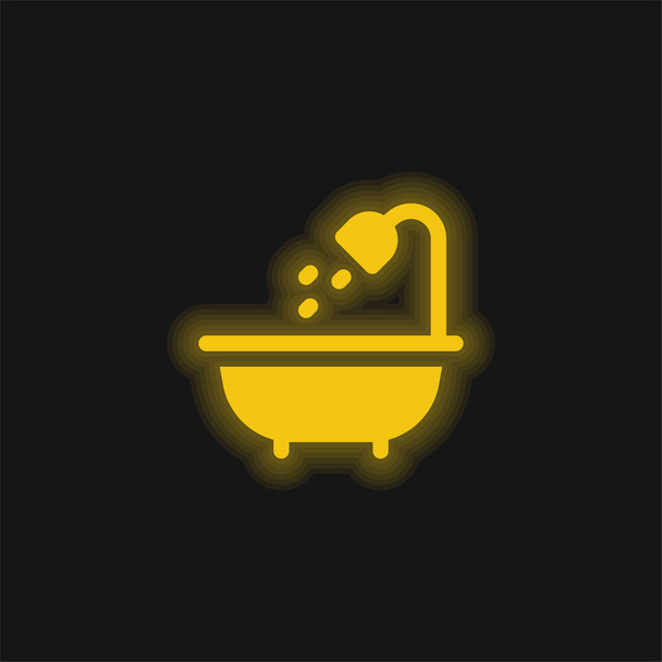 Kąpiel żółta świecąca neon ikona - Wektor, obraz
