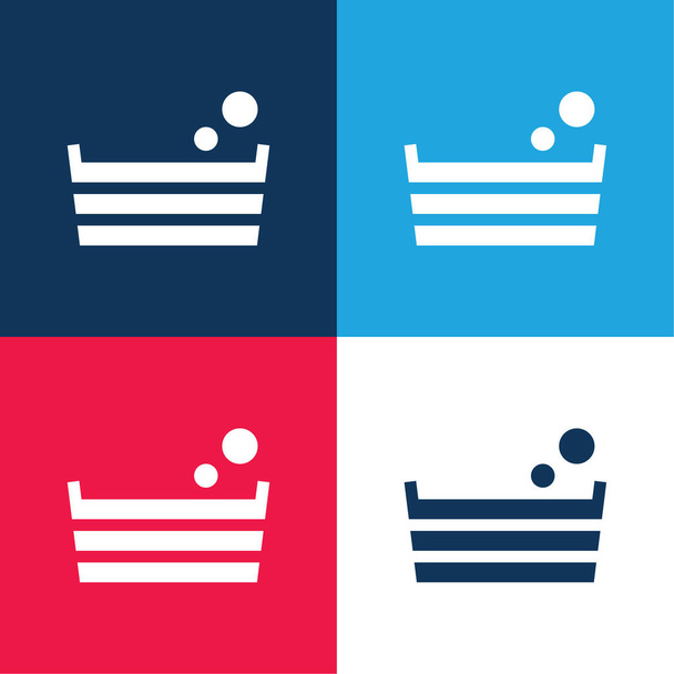 Banho azul e vermelho conjunto de ícones mínimos de quatro cores - Vetor, Imagem
