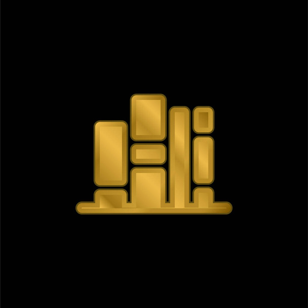 Bookshelf gold plated metalic icon or logo vector - Vector, Image