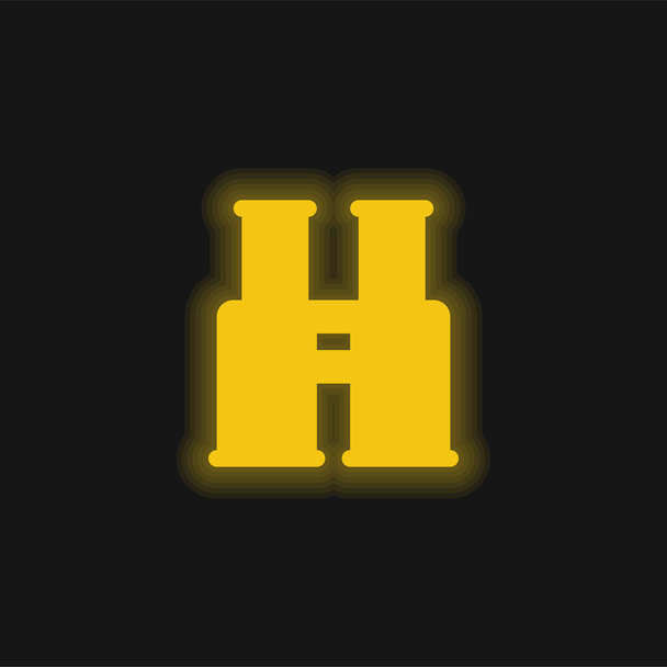 Binocoulars žlutá zářící neonová ikona - Vektor, obrázek