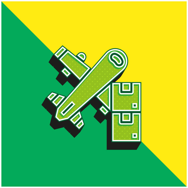Air Freight Verde e amarelo moderno logotipo vetor 3d ícone - Vetor, Imagem