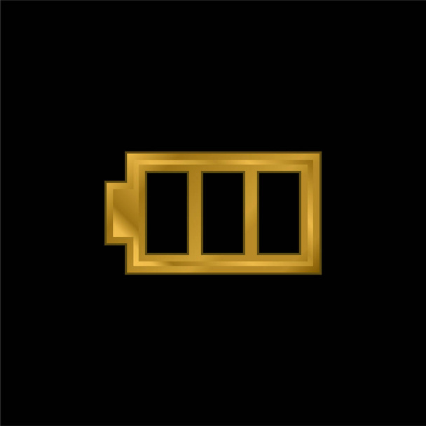Акумулятор з трьома порожніми областями золотиста металева піктограма або вектор логотипу
 - Вектор, зображення