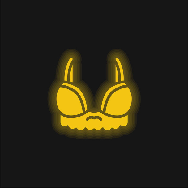 Brassiere gelbe leuchtende Neon-Ikone - Vektor, Bild