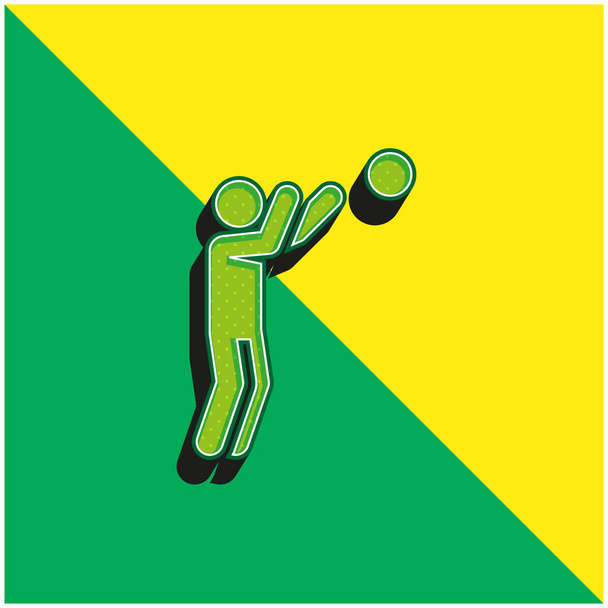 バスケットボール選手緑と黄色の現代的な3Dベクトルアイコンのロゴ - ベクター画像