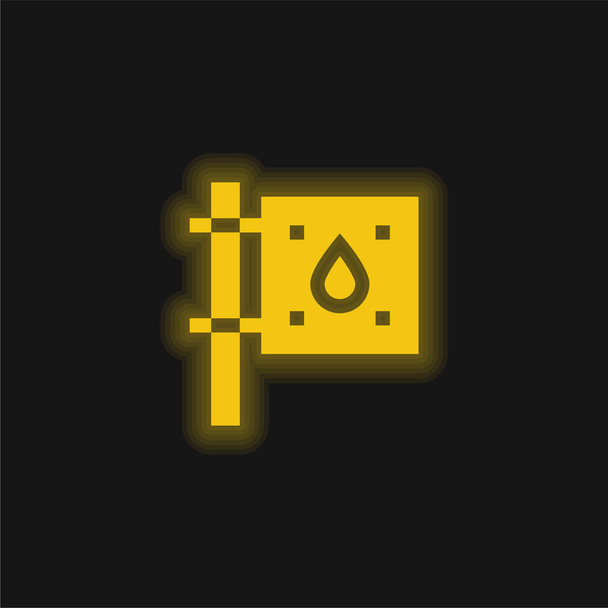 Bloeddonatie geel gloeiend neon pictogram - Vector, afbeelding