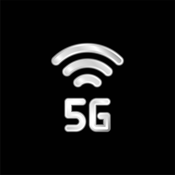 5g silver plated metallic icon - Vector, Image