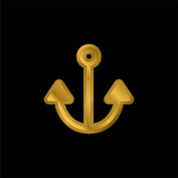 Kotwica złocona metaliczna ikona lub wektor logo - Wektor, obraz