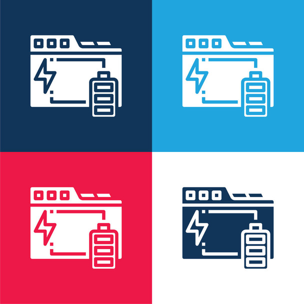 Backup blue and red four color minimal icon set - Vector, Image