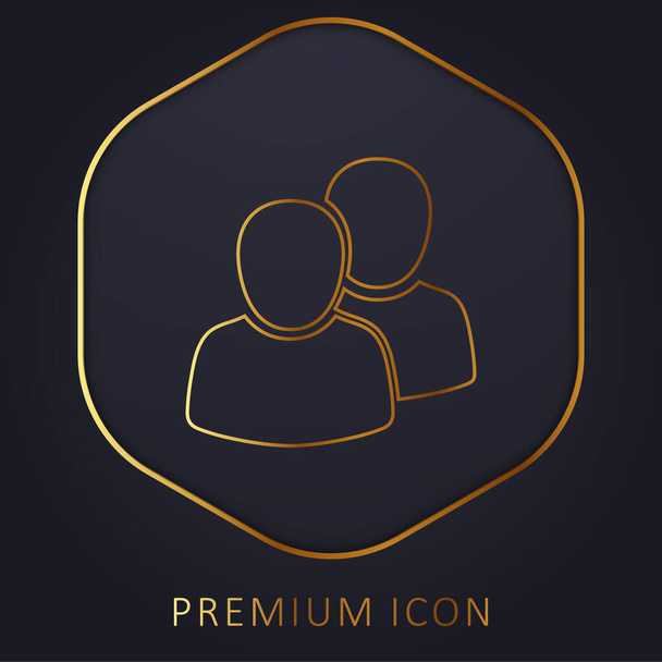 2 Users golden line premium logo or icon - Vector, Image