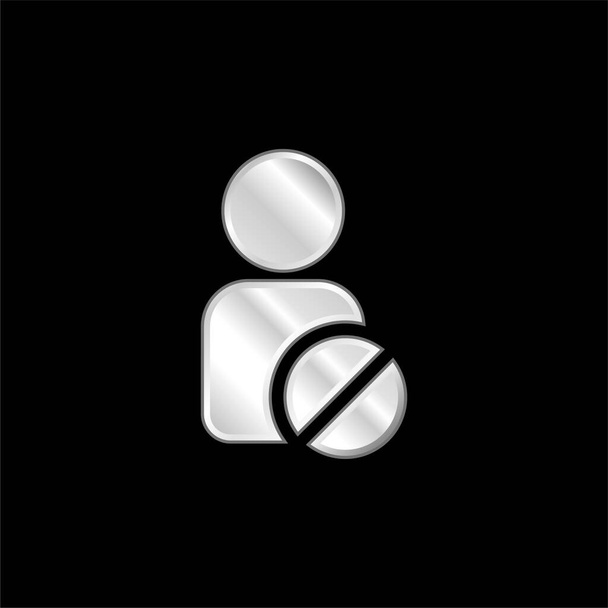 Ban User postříbřená kovová ikona - Vektor, obrázek