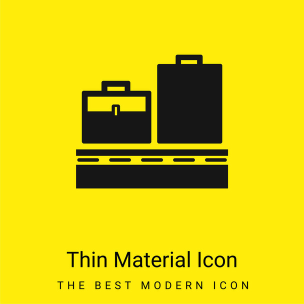 Bagage On Conveyor Band minimaal helder geel materiaal icoon - Vector, afbeelding