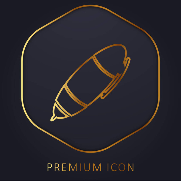 Velké školní pero zlatá čára prémie logo nebo ikona - Vektor, obrázek