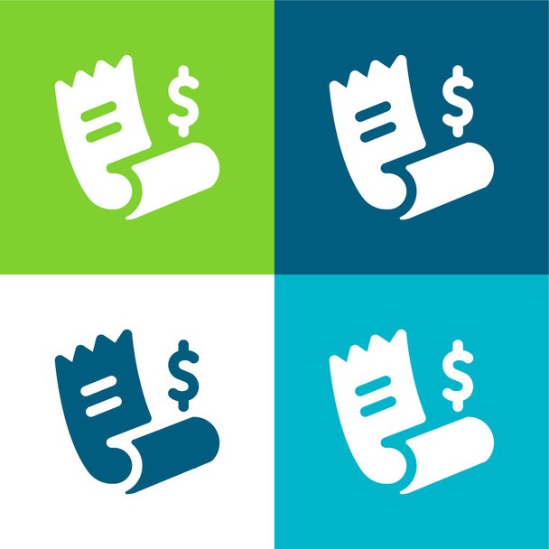 Bill Flat four color minimal icon set - Vector, Image