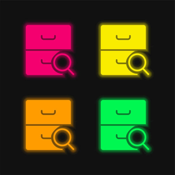 Archívum négy szín izzó neon vektor ikon - Vektor, kép