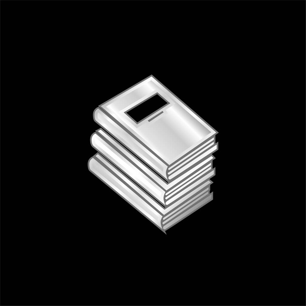 Livres Stack pour l'éducation argent plaqué icône métallique - Vecteur, image
