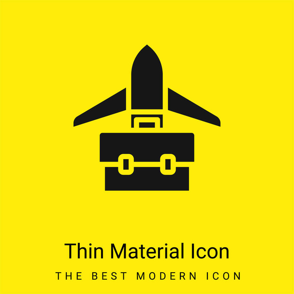 Repülőgép minimális fényes sárga anyag ikon - Vektor, kép