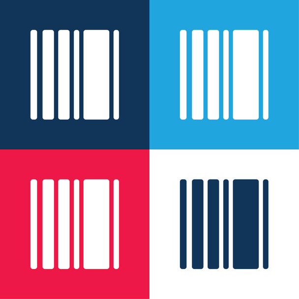 バーコードスクエアバリアント青と赤の4色の最小アイコンセット - ベクター画像