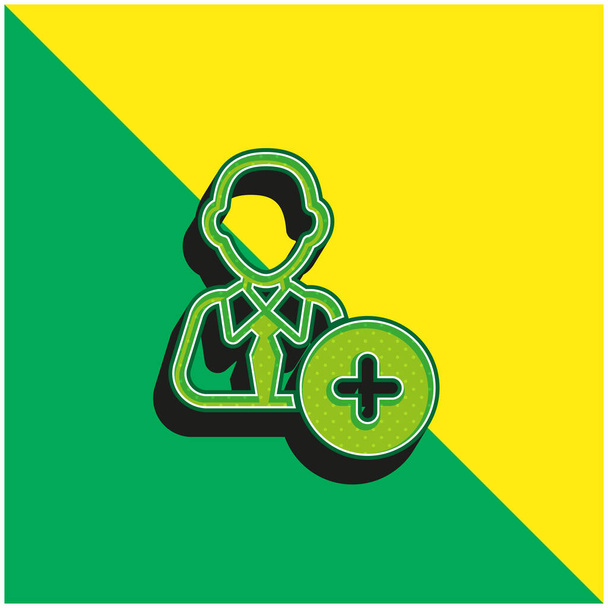 Add User With Tie Green and yellow modern 3d vector icon logo - Vector, Image