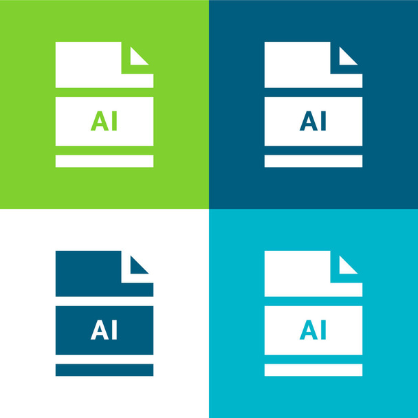 AI Flat four color minimal icon set - Vector, Image