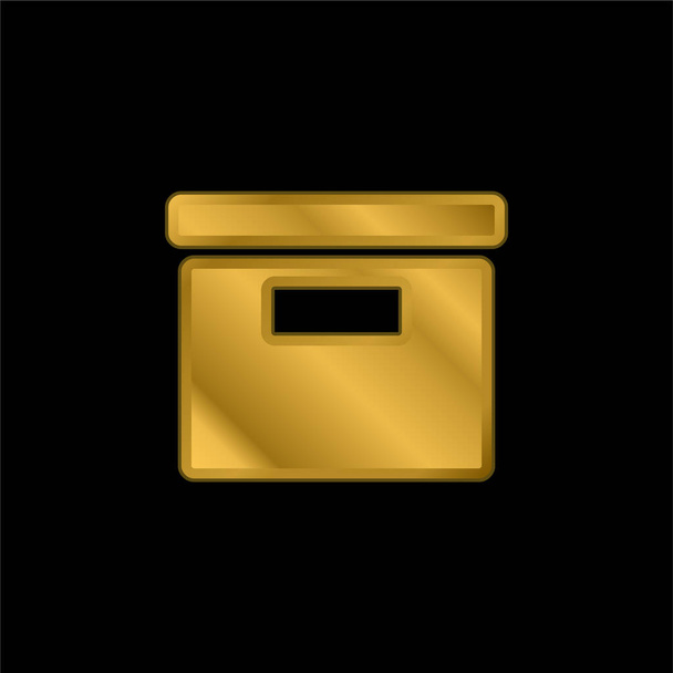 Caja de vista lateral chapado en oro icono metálico o logo vector - Vector, imagen