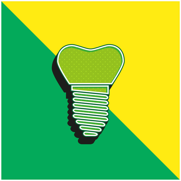 Verde artificial y amarillo moderno logotipo del icono del vector 3d - Vector, Imagen