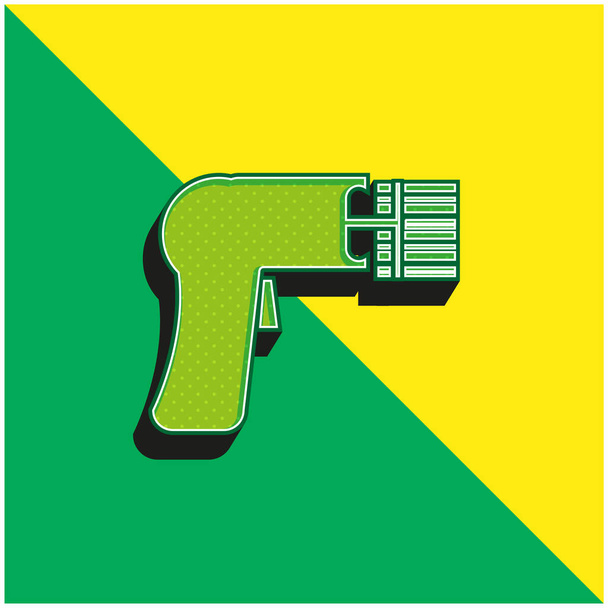 Scanner de code à barres Logo vectoriel 3d moderne vert et jaune - Vecteur, image