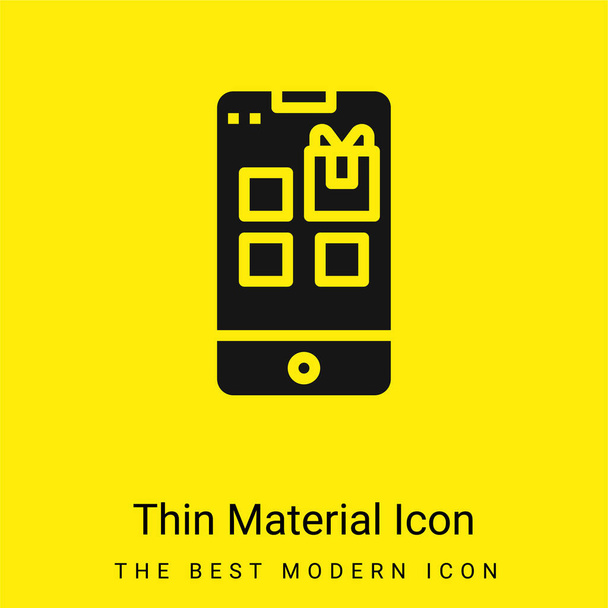 Aplicación icono de material amarillo brillante mínimo - Vector, imagen