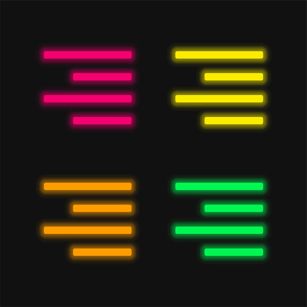 Allinea a destra l'icona vettoriale al neon incandescente a quattro colori - Vettoriali, immagini