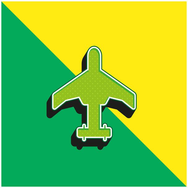 Air Force Vliegtuig Groen en geel modern 3D vector icoon logo - Vector, afbeelding