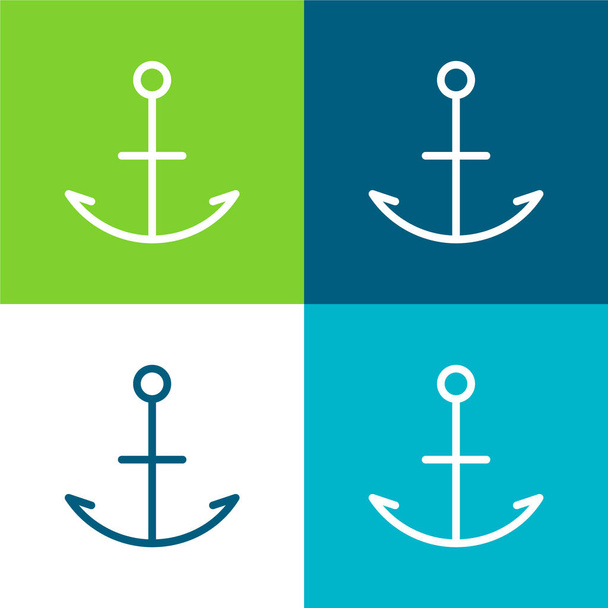 Horgony Lapos négy szín minimális ikon készlet - Vektor, kép