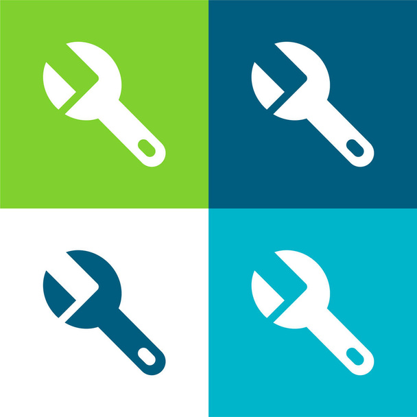 Big Wrench Flat four color minimal icon set - Vector, Image