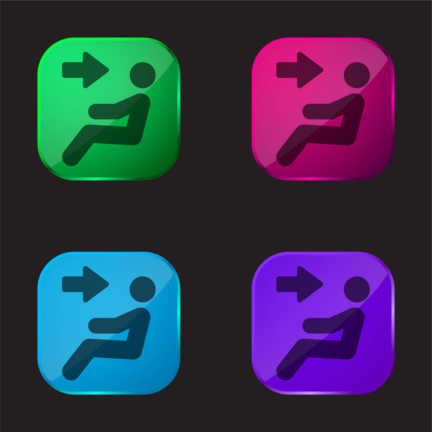Κλιματιστικό τέσσερις χρώμα γυαλί εικονίδιο κουμπί - Διάνυσμα, εικόνα