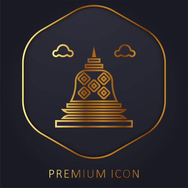 Λογότυπο ή εικονίδιο premium χρυσής γραμμής Borobudur - Διάνυσμα, εικόνα
