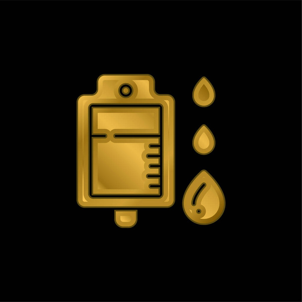 Sacchetto di sangue oro placcato icona metallica o logo vettore - Vettoriali, immagini