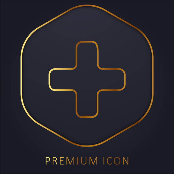 Addition Plus Sign golden line premium logo or icon - Vector, Image