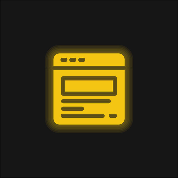 Blogging yellow glowing neon icon - Vector, Image