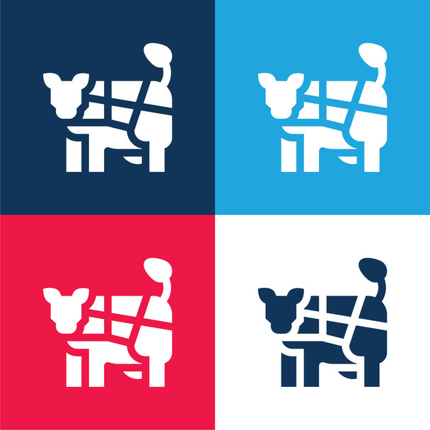 Beef blue and red four color minimal icon set - Vector, Image